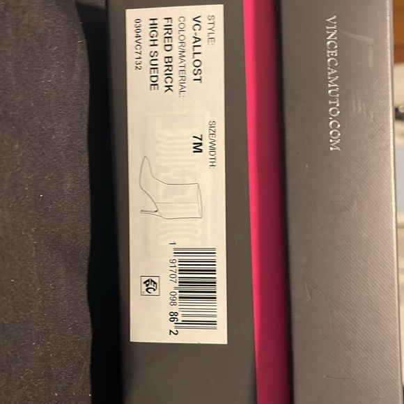 VINCE CAMUTO | Allost Fire Brick Suede Stiletto Booties - Picture 9 of 9